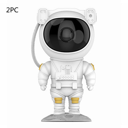White astronaut figure with a black visor on a white background