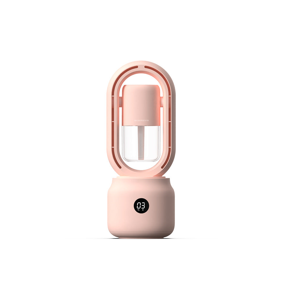 Pink portable lamp with digital display on a white background