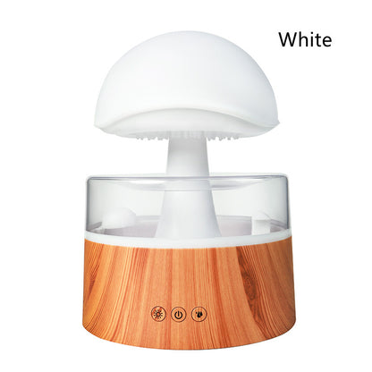 Mushroom-shaped diffuser with wooden base on a white background