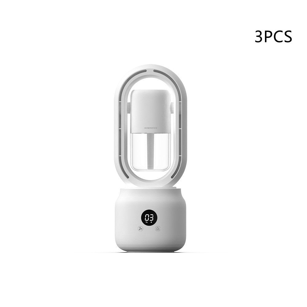 White portable fan with digital display on a white background, labeled '3PCS'.