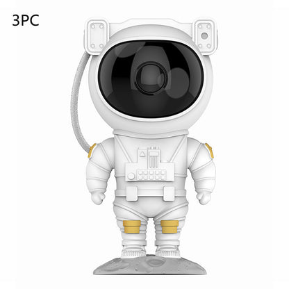 White astronaut figure with a black visor on a white background