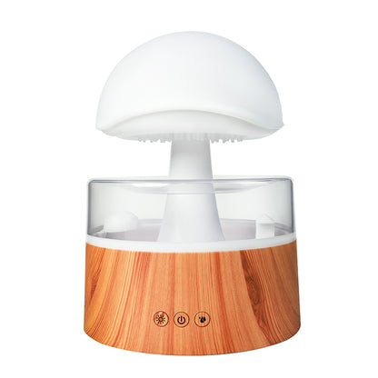 Mushroom-shaped diffuser with wooden base on a white background