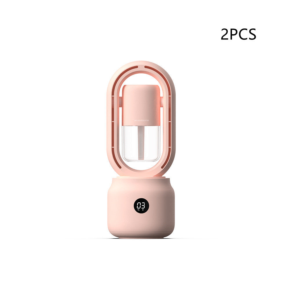Pink portable lamp with digital display on a white background