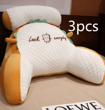 Three cartoon-themed neck pillows on a surface with '3pcs' text above.