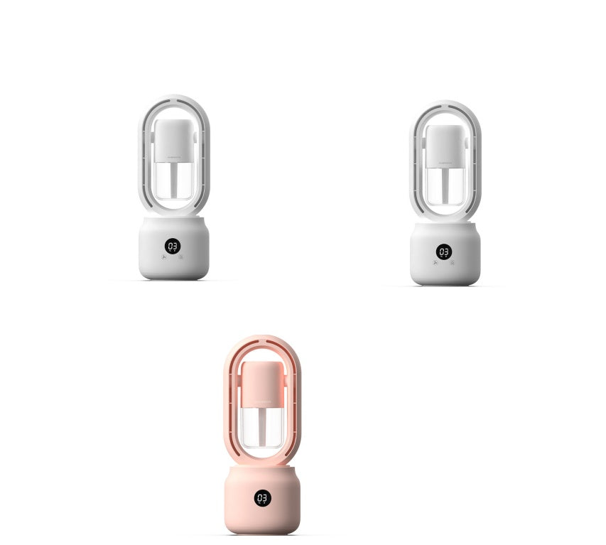 Two gray night lights and one pink night light on a white background